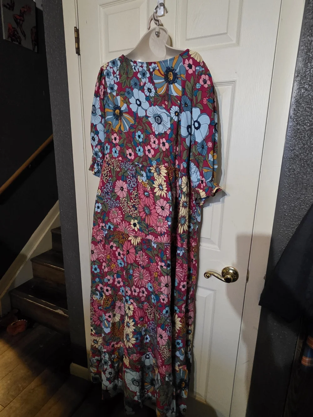 NATURAL LIFE Floral Tiered Maxi Dress - Pink, Blue, Yellow - Picture 5 of 6